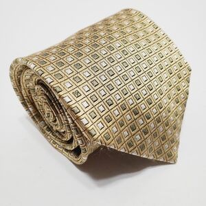 Weatherproof Gold Geometric Men's Designer Neck Tie Jacquard Fabric
